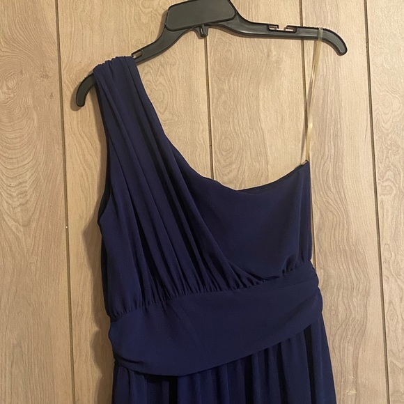 Lulus Looking Glass Women's Large One-Shoulder Maxi Dress Navy Blue - Picture 9 of 13